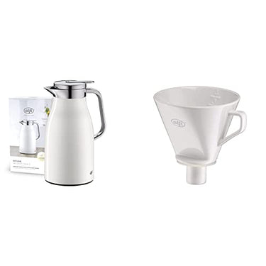 alfi SKYLINE 1.0l, coconut white mat, stainless steel vacuum jug & AROMA PLUS, white, porcelain coffee filter, for filter paper on sale